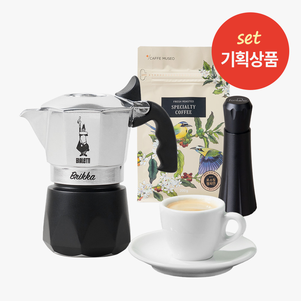[비알레띠 챔피언 3등 세트] 브리카 2컵 기획 세트(브리카 2컵, 폰타노 침칠봉, 에스프레소 블렌드, 안캅 팔레르모 에스프레소)