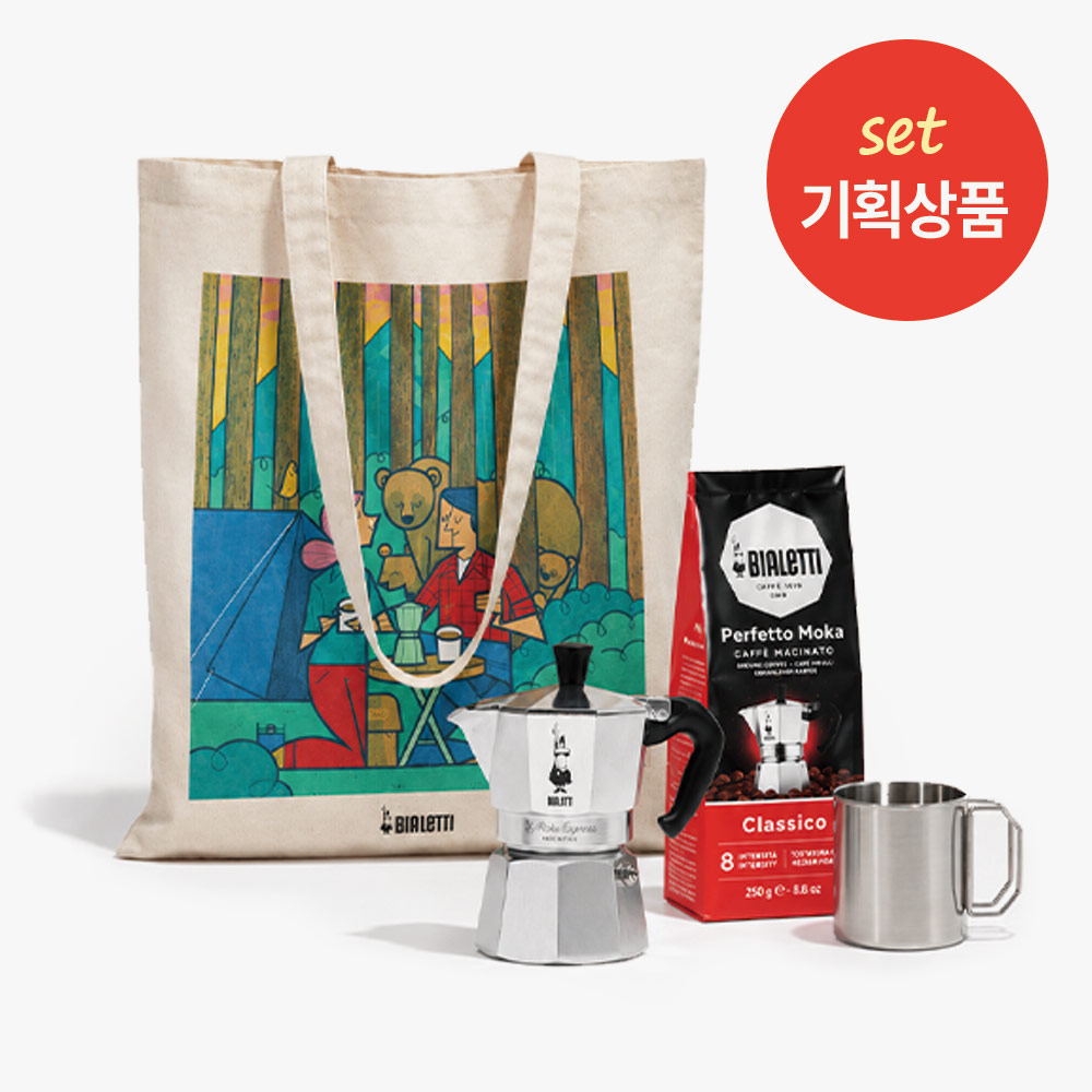 [캠핑전 SET] 비알레띠 모카 익스프레스 3컵 + WWF 에코백