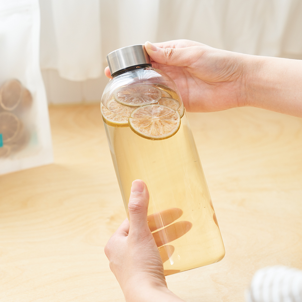카페뮤제오 에브리보틀 내열유리 1000ml+ 저온건조 과일칩 택1 (자몽/오렌지/라임 옵션)