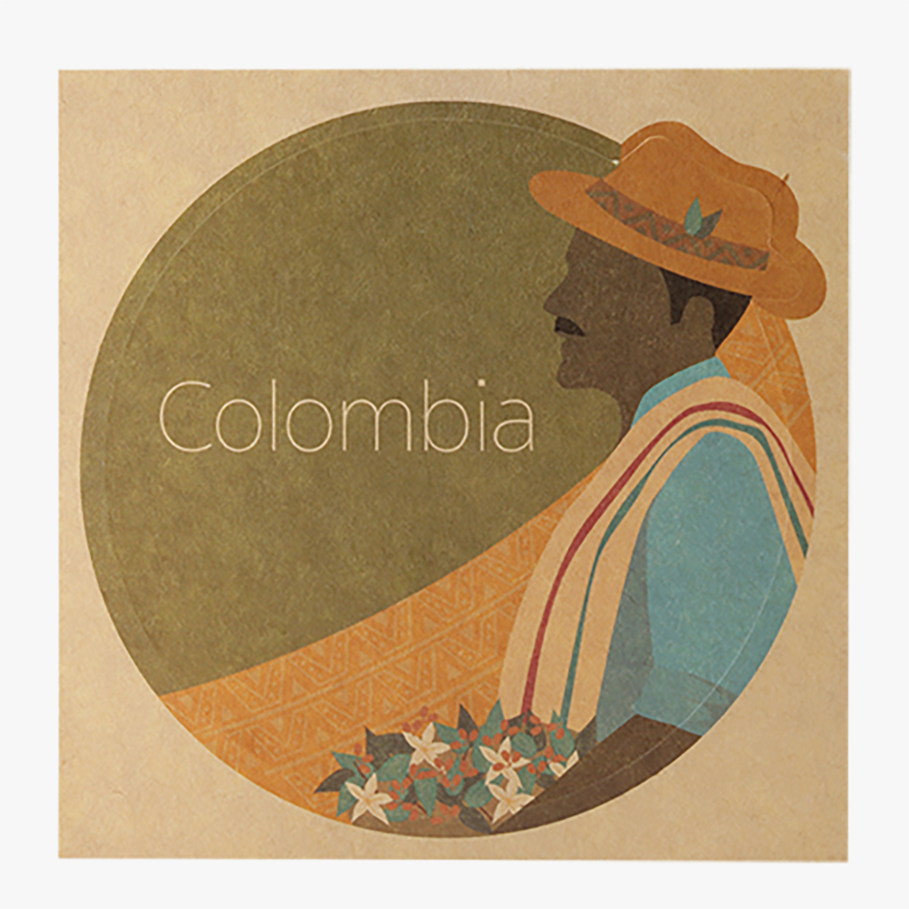 카페뮤제오 원형 커피스티커 colombia 300개(대)