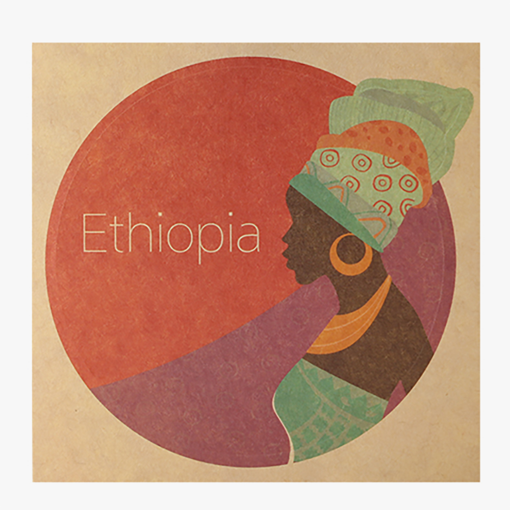 카페뮤제오 원형 커피스티커 ethiopia 300개(소)