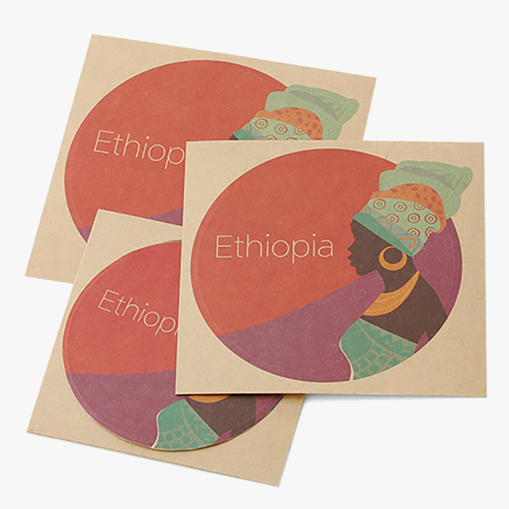 카페뮤제오 원형 커피스티커 ethiopia 50개(소)