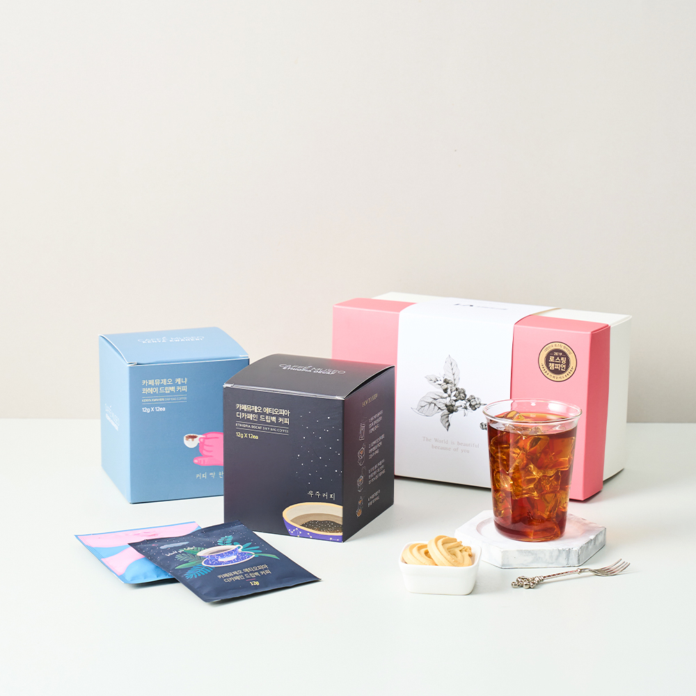 카페뮤제오 드립백 선물세트 12EA * 2종(에티오피아 디카페인+케냐 콰헤이)