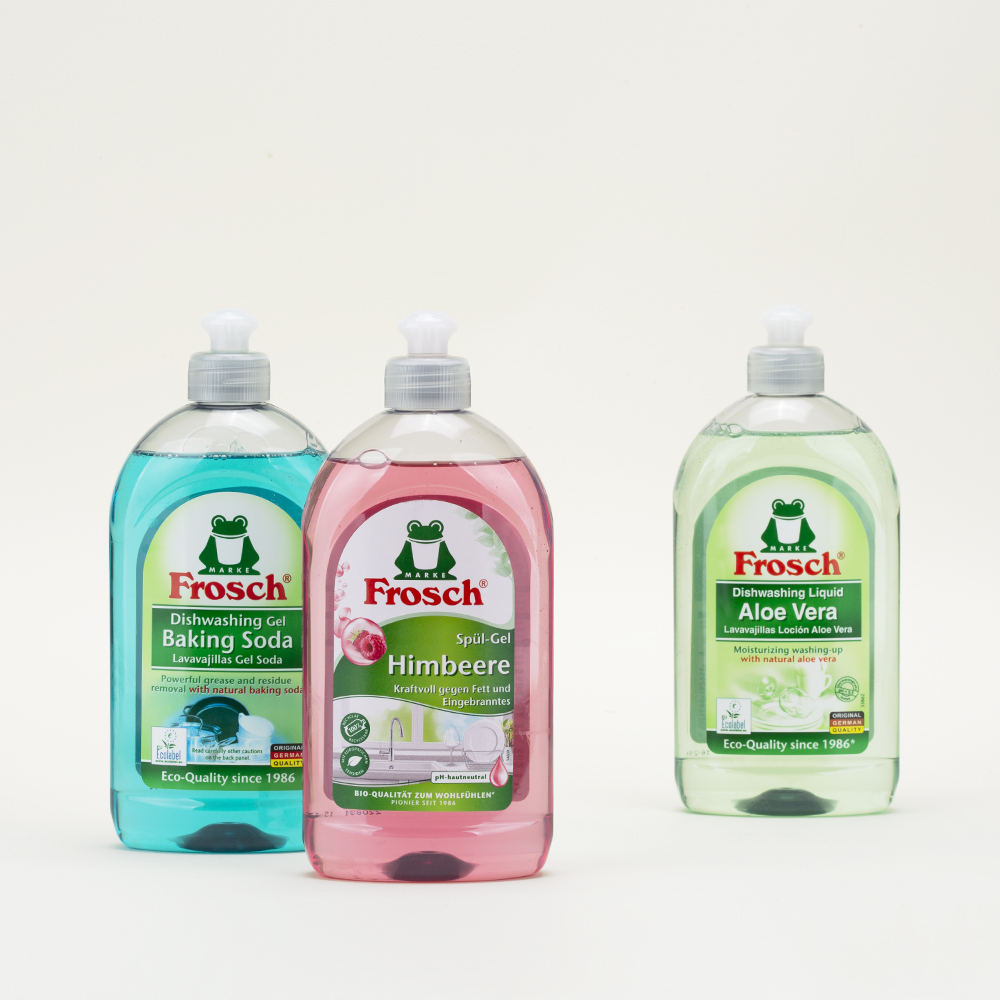 프로쉬 독일 주방세제 500ml 3개 + 세제 펌프 + 수세미 세트 (알로에베라, 라즈베리, 소다)