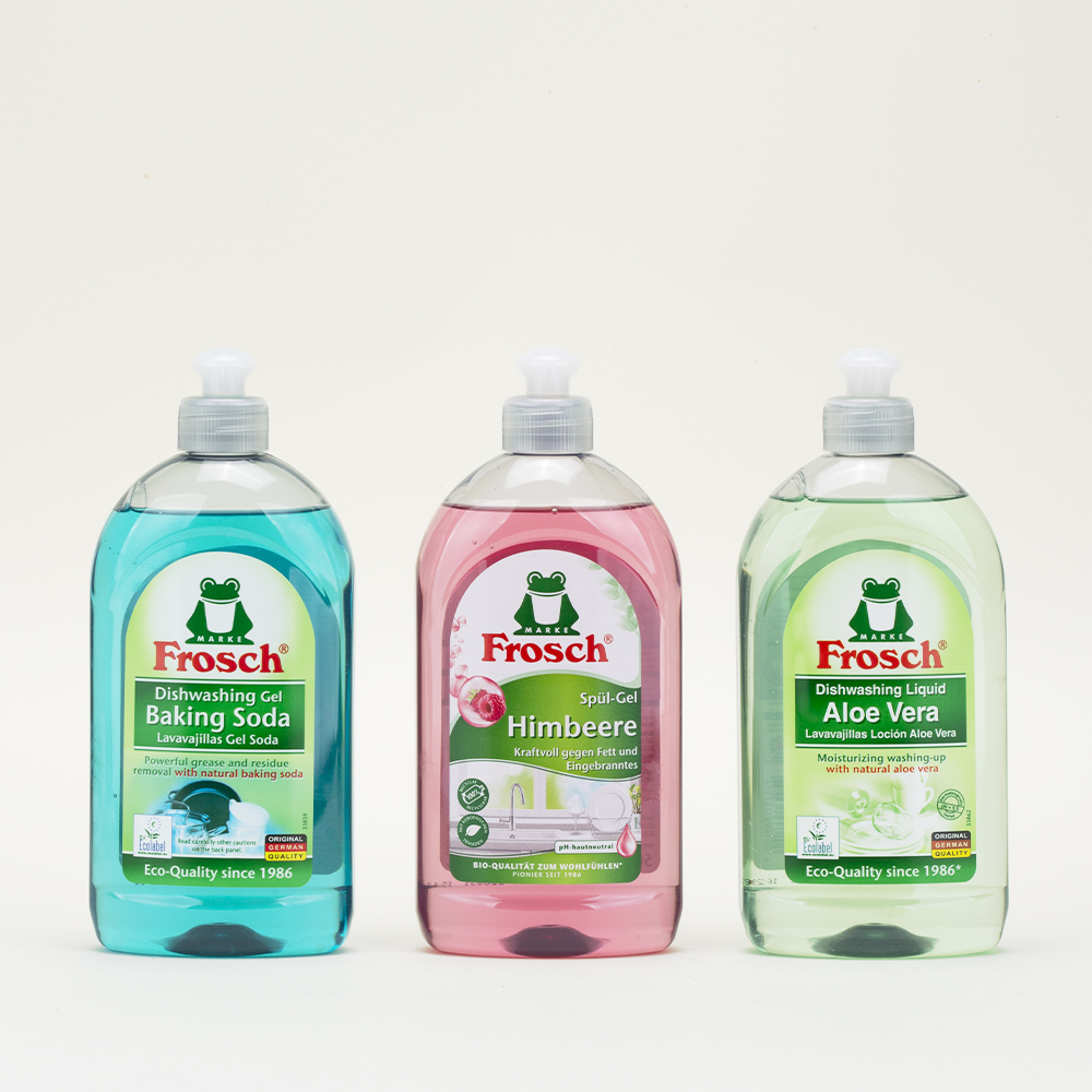 프로쉬 독일 주방세제 500ml 3개 + 세제 펌프 + 수세미 세트 (알로에베라, 라즈베리, 소다)