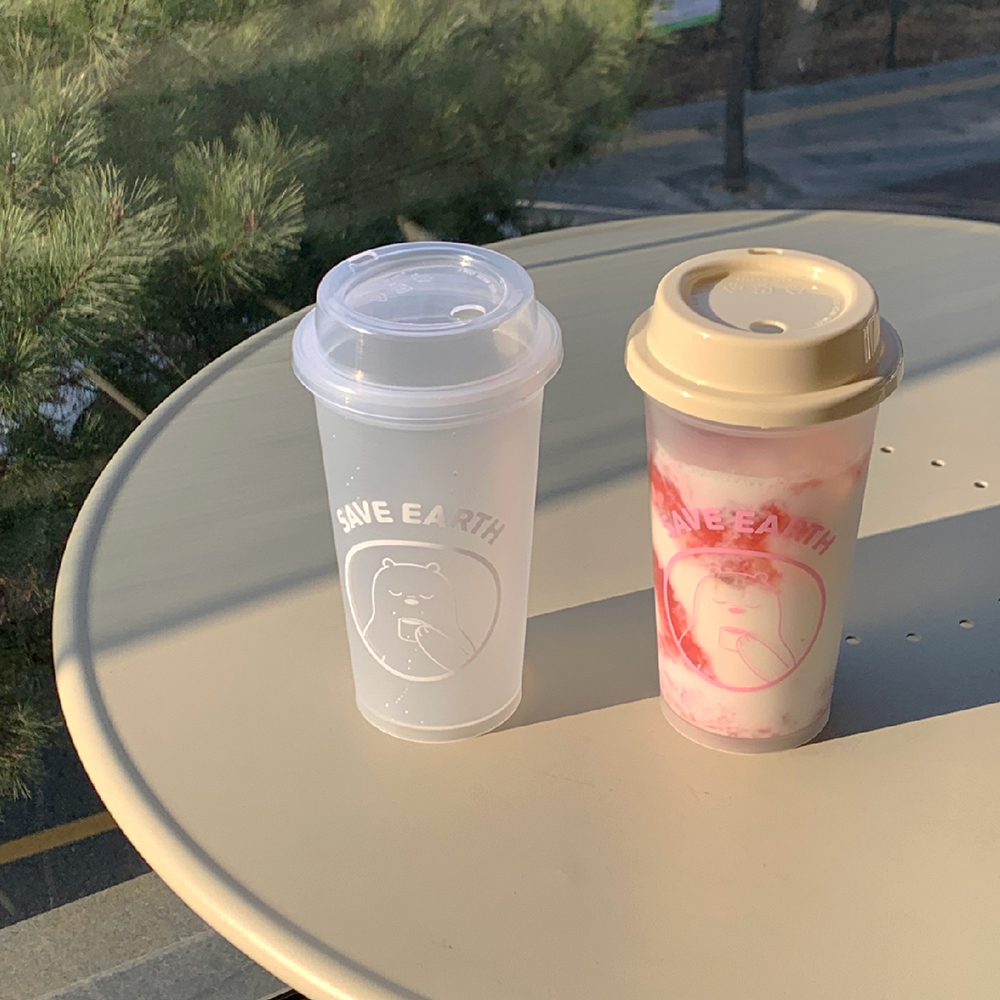 해피플러스 롱 리유저블컵 16oz (북극곰) x 90ea