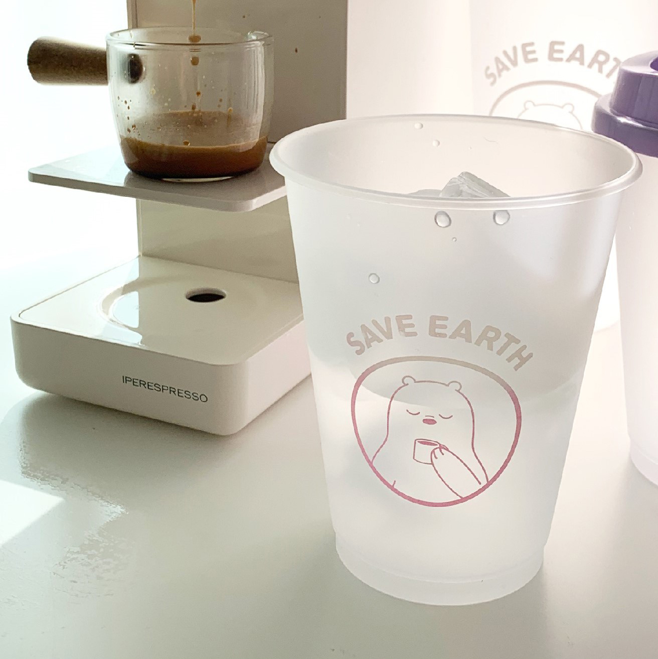 해피플러스 와이드 리유저블컵 16oz (북극곰) x 90ea