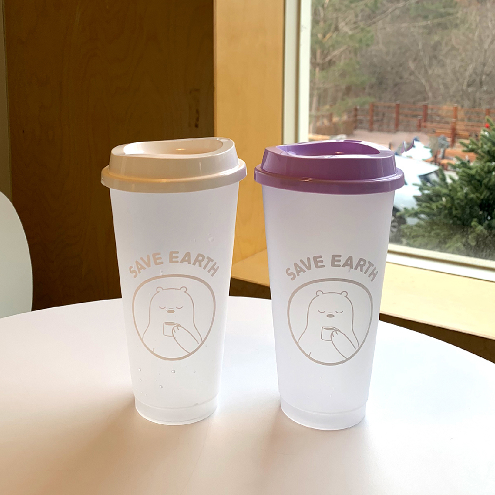 해피플러스 와이드 리유저블컵 24oz (북극곰) x 90ea