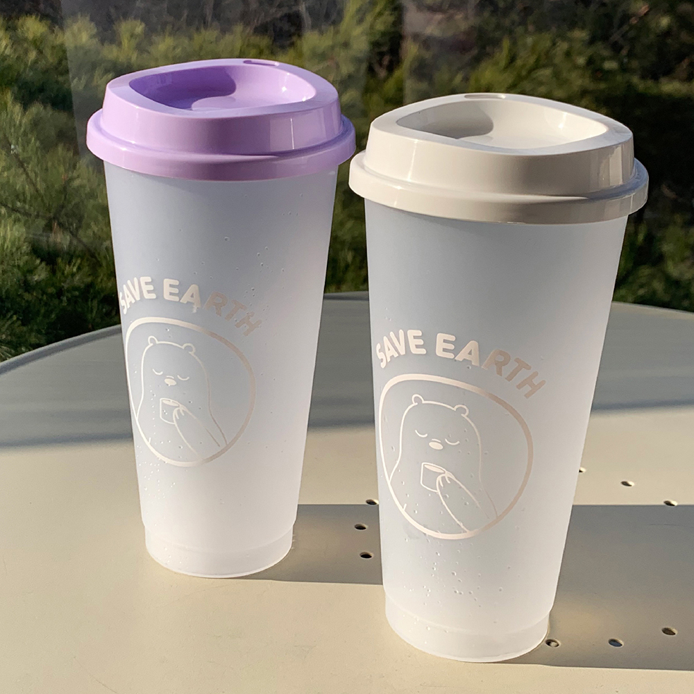 해피플러스 와이드 리유저블컵 24oz (북극곰) x 90ea