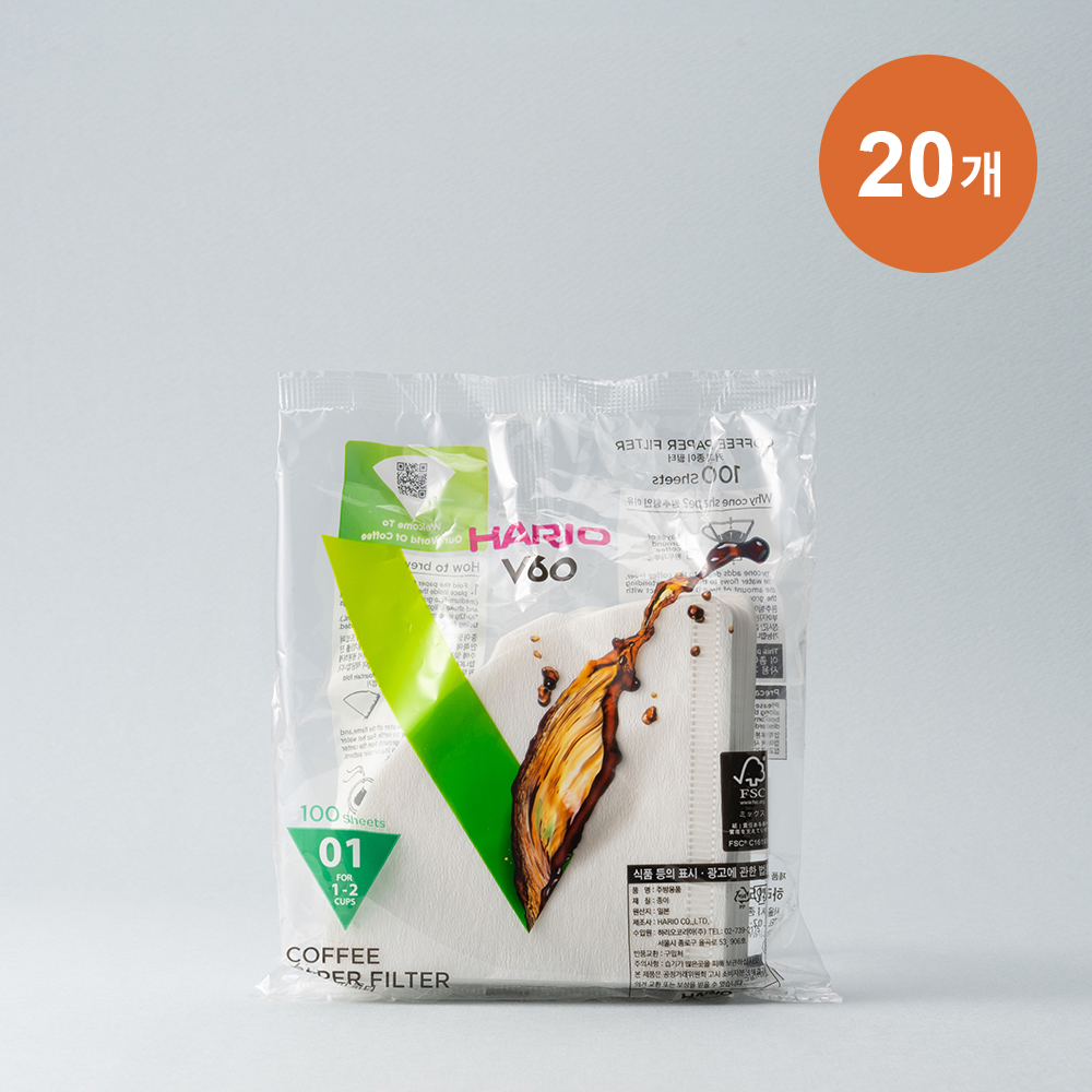 하리오 필터 VCF01 화이트 100매 X 20개