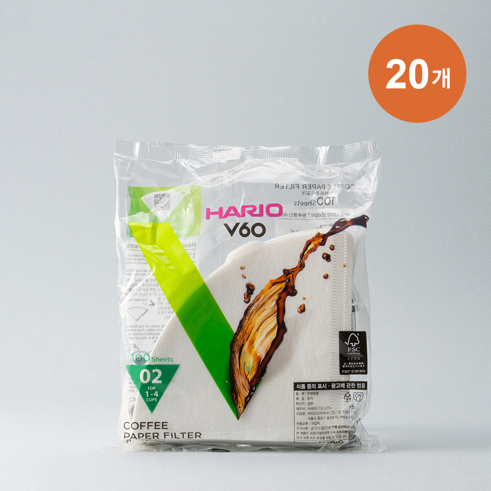 하리오 필터 VCF02 화이트 100매 X 20개