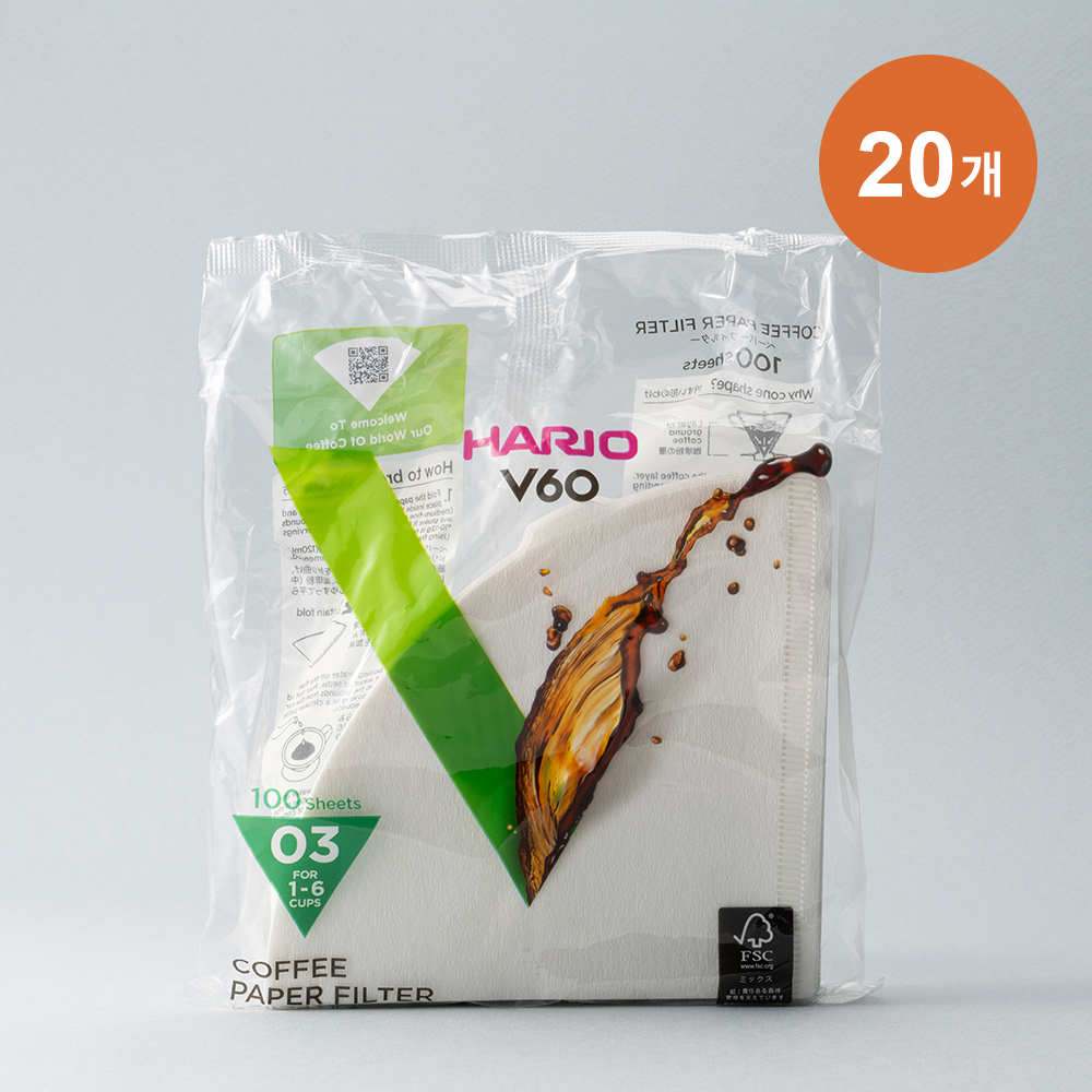 하리오 필터 VCF03 화이트 100매 X 20개