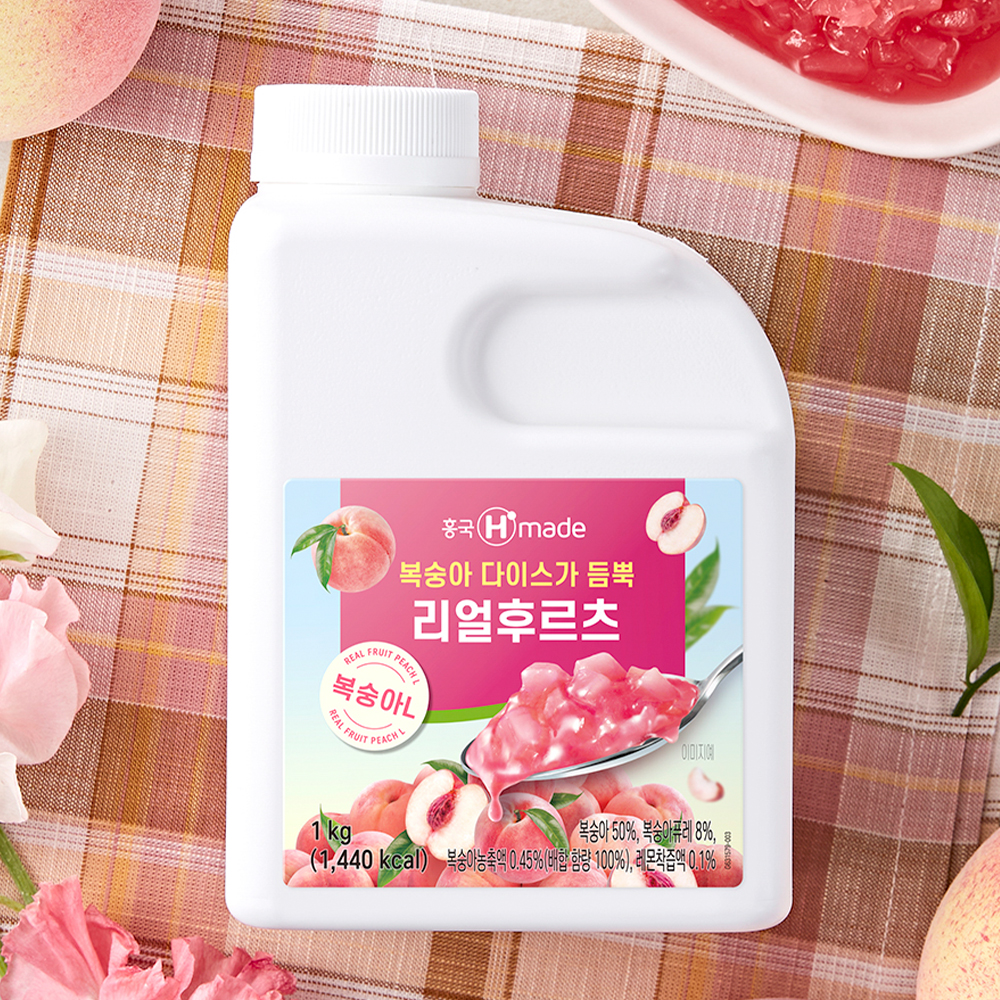 흥국에프엔비 맘스리얼후르츠 복숭아 1L x 2