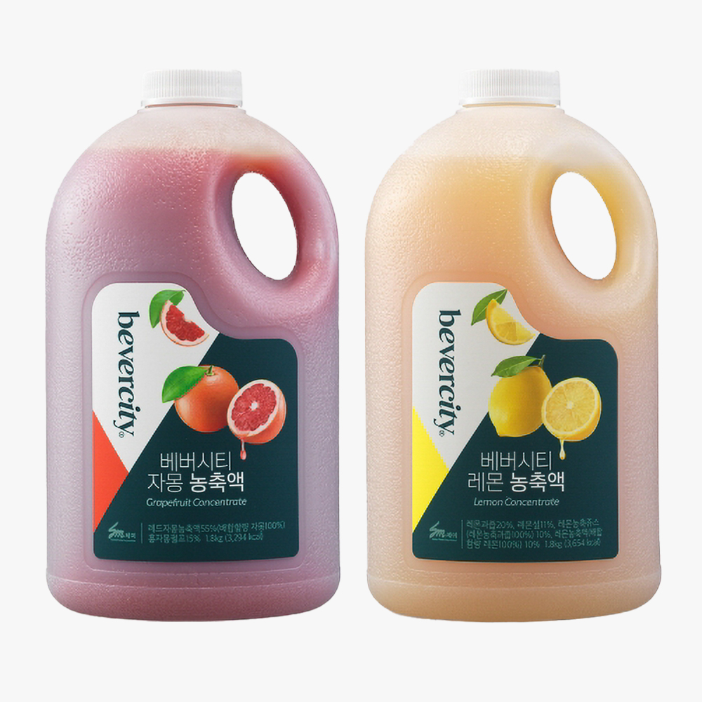 세미 베버시티 자몽농축액 1.8kg + 세미 베버시티 레몬농축액 1.8kg