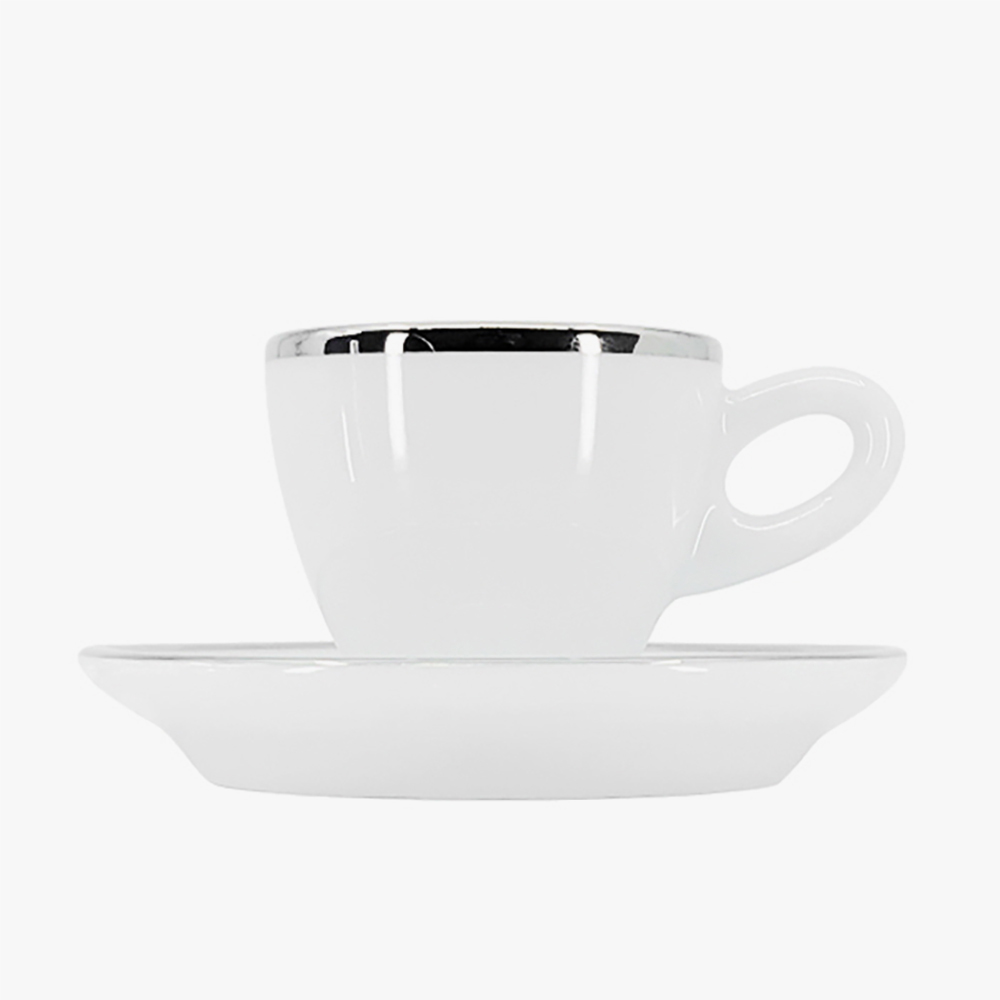 발퀴레 알타 에스프레소 플랫 컵&소서 플레티넘 림