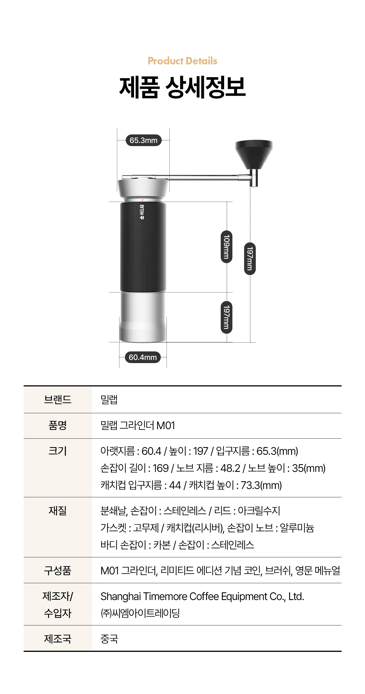 카페뮤제오 밀랩 그라인더 M01
